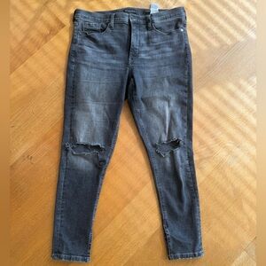 Banana Republic Dark Gray Mid Rise Skinny Jeans w/ knee rips